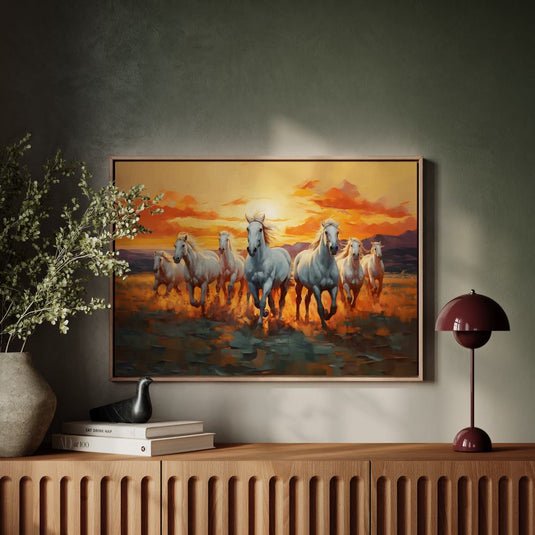 Seven Horse Painting - Running Horse Wall Art