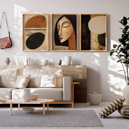 Burnt Orange Trio - Abstract Wall Art - Set of 3