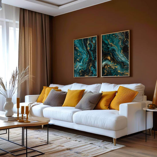 Ink And Gold - Abstract Wall Art - Set of 2