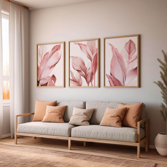 Pink Garden - Botanical Wall Art - Set of 3