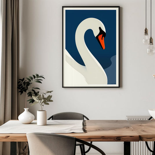 White on Blue - Minimal Bird Wall Art