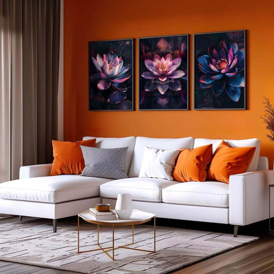 Purple Passion - Lotus Wall Art - Set of 3