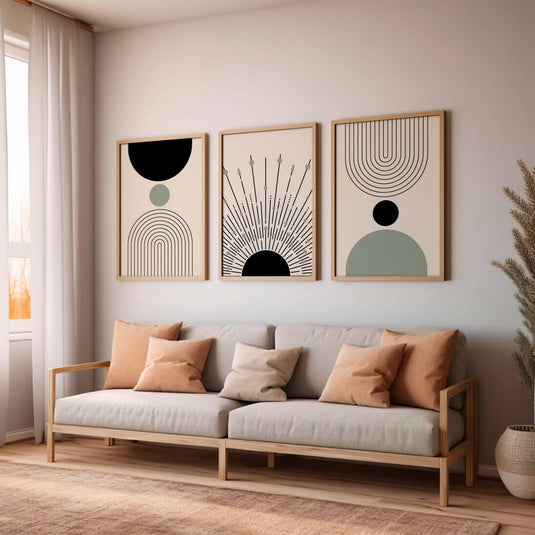 Mid Century Geometric Art - Set of 3