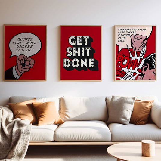 Get Shit Done - Motivational Wall Art - Set of 3