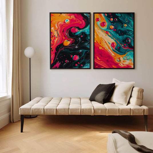 Fire and Ice - Abstract Wall Art - Set of 2