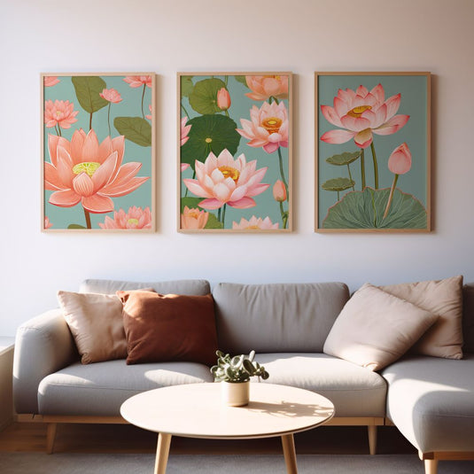Lotus Symphony - Lotus Wall Art - Set of 3