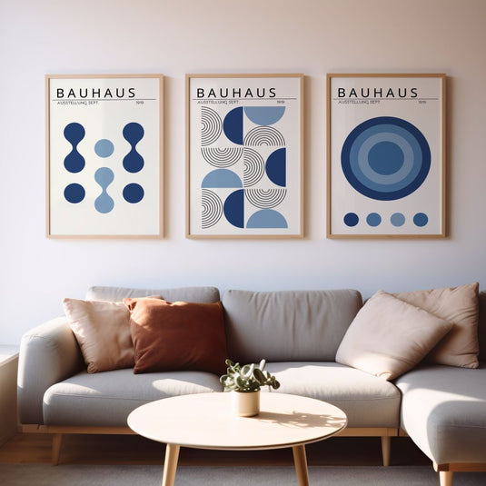 Bauhaus Blueprint - Geometric Wall Art - Set of 3
