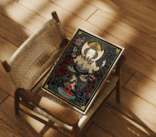 Divine Dance of Ganesha - Religious Wall Art