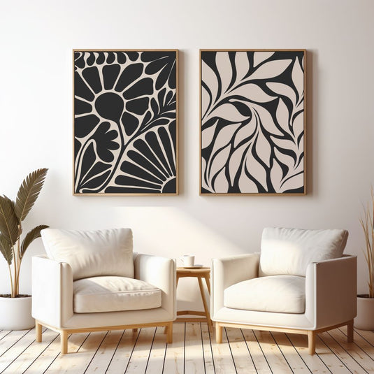 Beige Bouquet - Botanical Wall Art - Set of 2