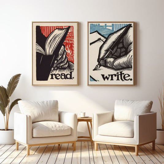 Power of Pen and Paper - Modern Minimal Wall Art - Set of 2