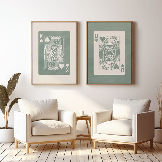 The Royal Pair - Playing Card Wall Art - Set of 2