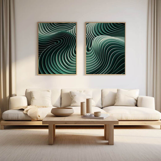 Glided Waves - Abstract Wall Art - Set of 2