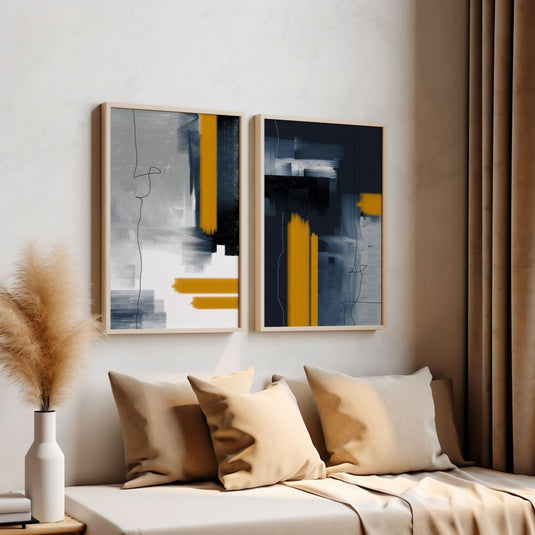 Yellow Brushtrokes - Set of 2