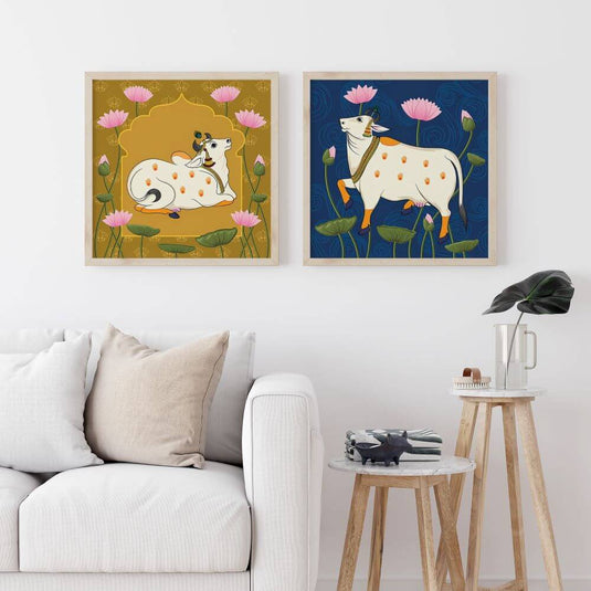 Sacred Cows - Pichwai Wall Art - Set of 2