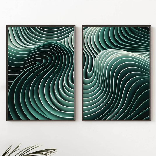 Glided Waves - Abstract Wall Art - Set of 2