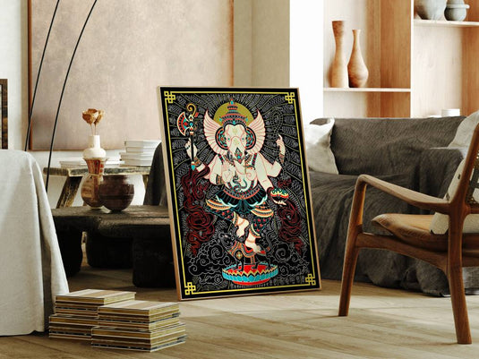 Divine Dance of Ganesha - Religious Wall Art
