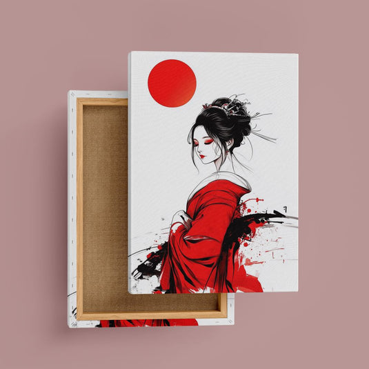 The Red Kimono - Japanese Geisha Wall Art