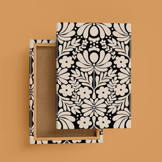 Beige Black Floral Trio - Botanical Wall Art - Set of 3