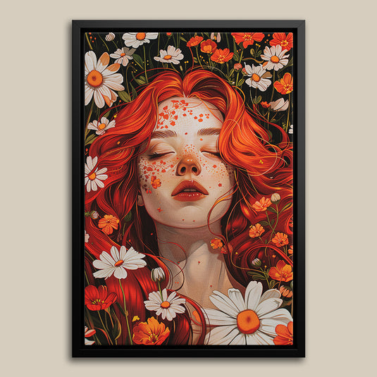 Red Head Daisy - Portrait Wall Art Painting