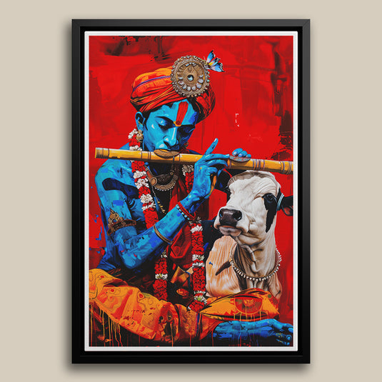 The Enchanted Blue - Religious Wall Art - Krishna Painting