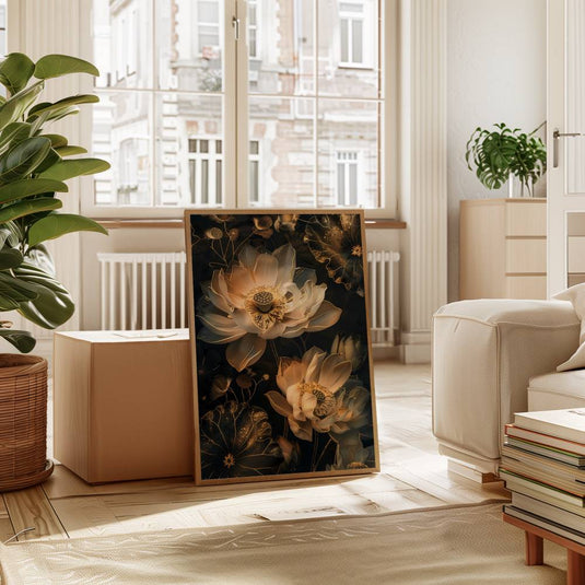 The Golden Lotus - Botanical Floral Wall Art