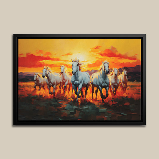 Seven Horse Painting - Running Horse Wall Art