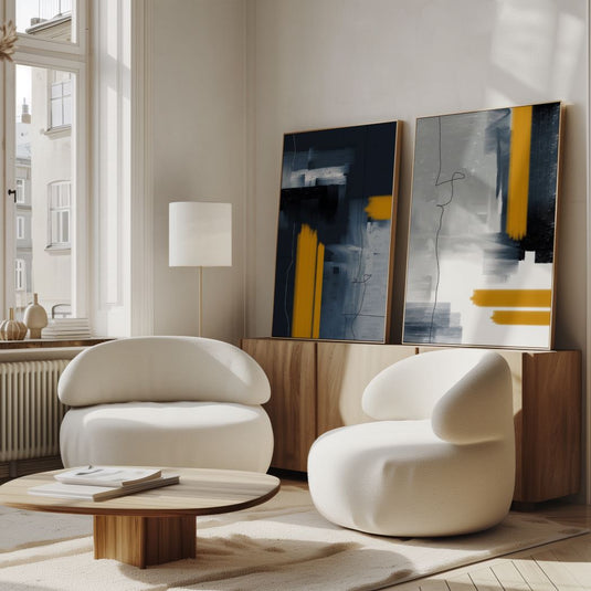 Yellow Brushtrokes - Set of 2