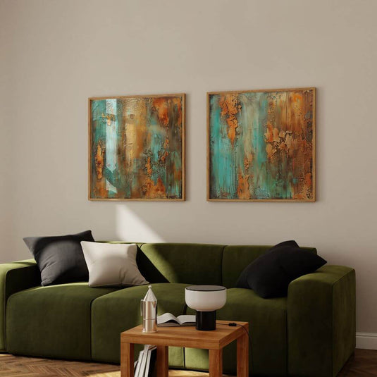 Oxidised Dreams - Abstract Textured Wall Art - Set of 2
