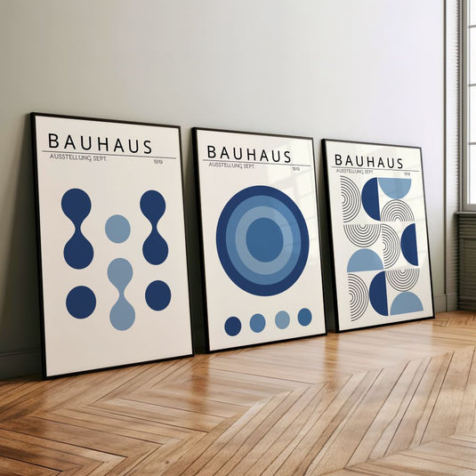 Bauhaus Blueprint - Geometric Wall Art - Set of 3