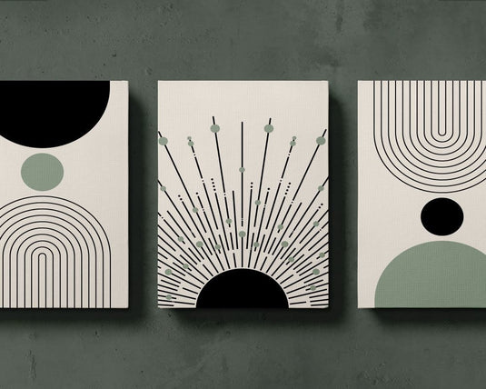 Mid Century Geometric Art - Set of 3
