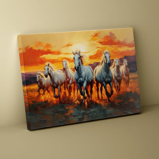 Seven Horse Painting - Running Horse Wall Art