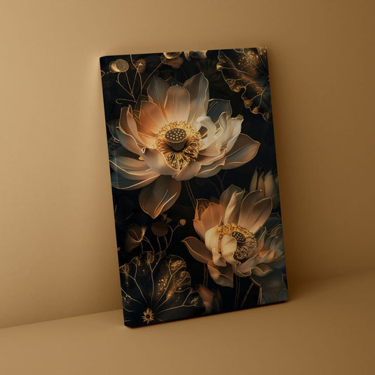 The Golden Lotus - Botanical Floral Wall Art