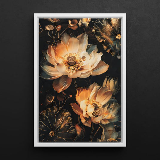 The Golden Lotus - Botanical Floral Wall Art