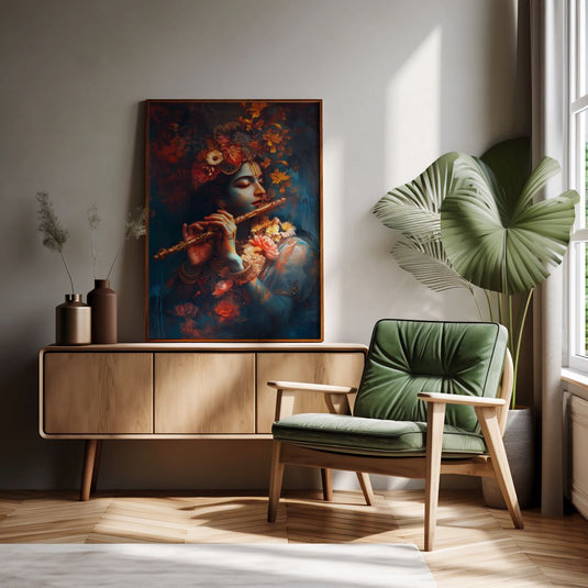 The Flute of Creation - Krishna Wall Art