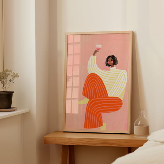 Wine and Fine Lines - Boho Women Wall Art