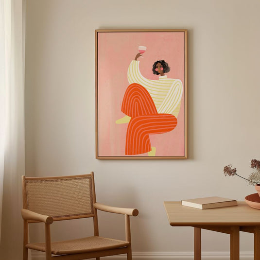 Wine and Fine Lines - Boho Women Wall Art