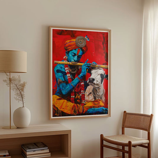 The Enchanted Blue - Religious Wall Art - Krishna Painting