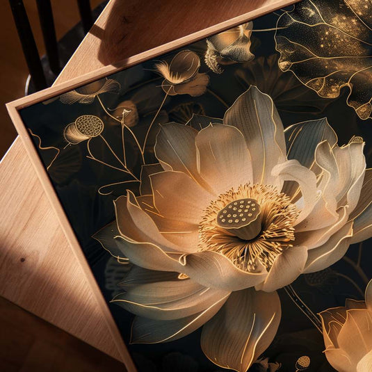 The Golden Lotus - Botanical Floral Wall Art