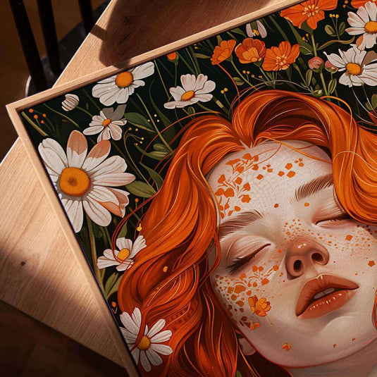 Red Head Daisy - Portrait Wall Art Painting