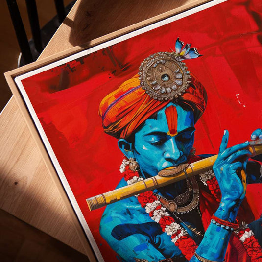 The Enchanted Blue - Religious Wall Art - Krishna Painting