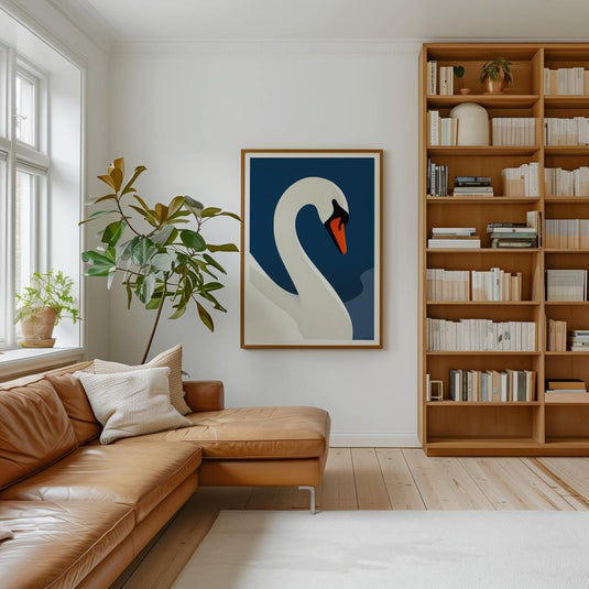 White on Blue - Minimal Bird Wall Art