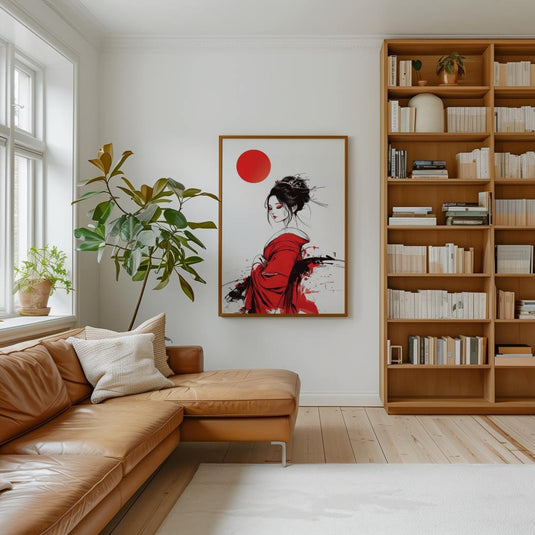 The Red Kimono - Japanese Geisha Wall Art
