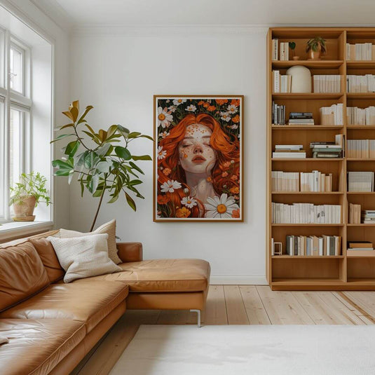 Red Head Daisy - Portrait Wall Art Painting