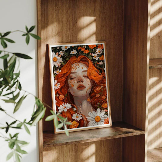 Red Head Daisy - Portrait Wall Art Painting