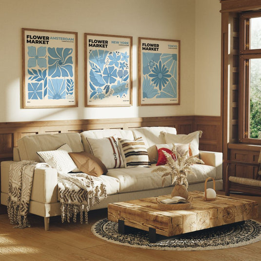 Blue Petals Trio - Flower Market Wall Art