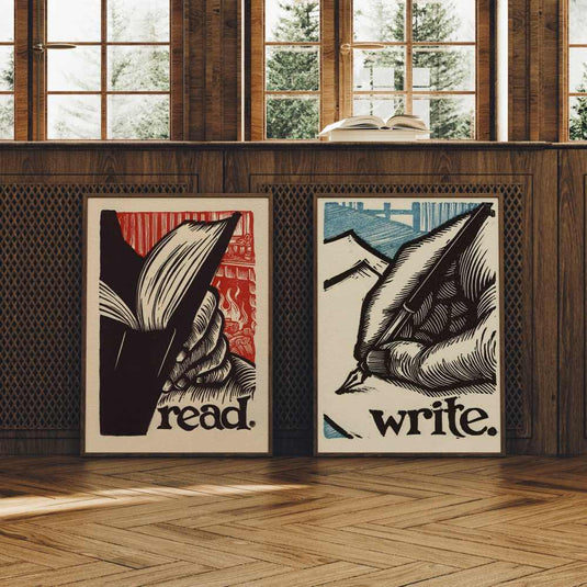 Power of Pen and Paper - Modern Minimal Wall Art - Set of 2