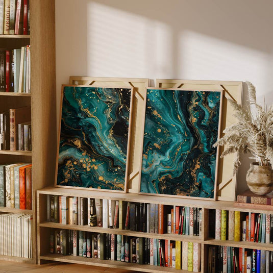 Ink And Gold - Abstract Wall Art - Set of 2