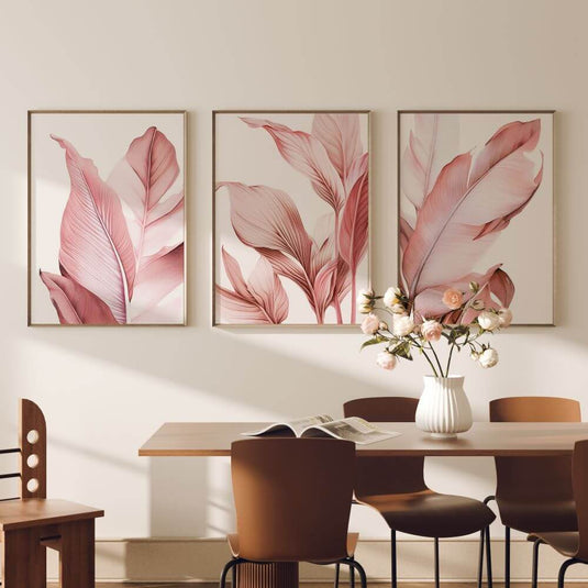 Pink Garden - Botanical Wall Art - Set of 3
