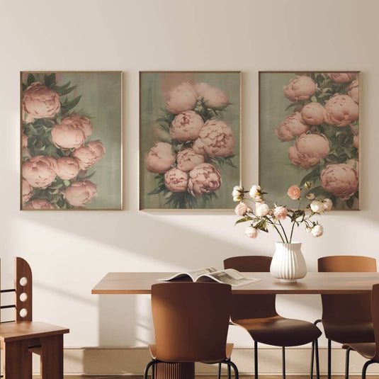 Petite Peonies - Set of 3 Wall Art