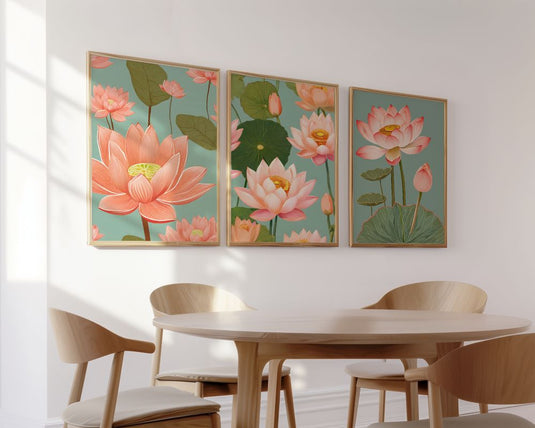 Lotus Symphony - Lotus Wall Art - Set of 3